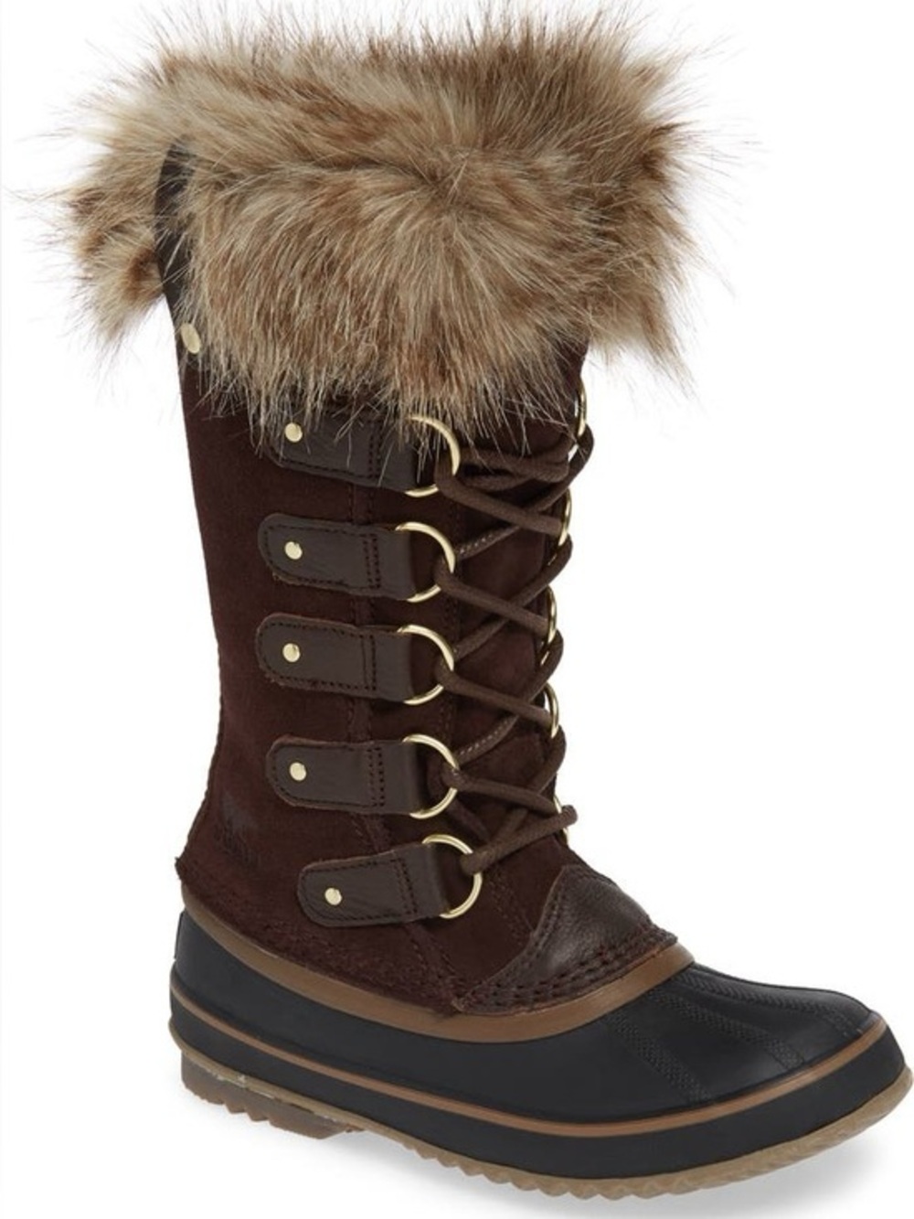 Women’s 10 Sorel Joan of Arctic Brown Black Waterproof Snow Boot